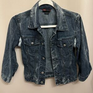 Diesel Vintage Boys Blue Denim Stone Washed Distressed Trucker Jacket Italy M